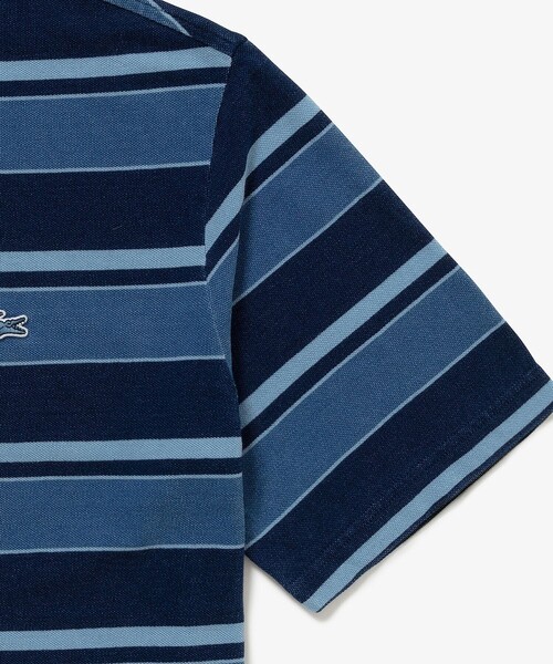 LACOSTE(ラコステ)の「オーバーサイズ インディゴボーダー 半袖Tシャツ(Tシャツ/カットソー・メンズ・ダークインディゴブルー/インディゴブルー・5/3/4/2)」の11枚目の写真