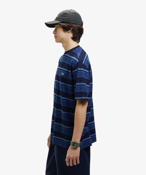 LACOSTE(ラコステ)の「オーバーサイズ インディゴボーダー 半袖Tシャツ(Tシャツ/カットソー・メンズ・ダークインディゴブルー/インディゴブルー・5/3/4/2)」の16枚目の写真