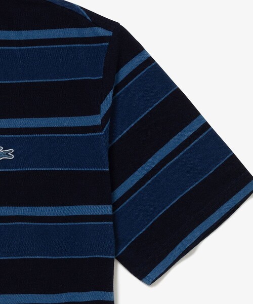 LACOSTE(ラコステ)の「オーバーサイズ インディゴボーダー 半袖Tシャツ(Tシャツ/カットソー・メンズ・ダークインディゴブルー/インディゴブルー・5/3/4/2)」の21枚目の写真