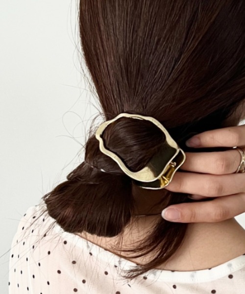 セール】ウェーブ ヘアクリップ シルバー ゴールド（バレッタ/ヘア