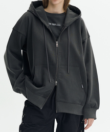 KRUXH（クルクス）の「アイレットツーウェイフードジップアップピグメントチャコール（パーカー）」