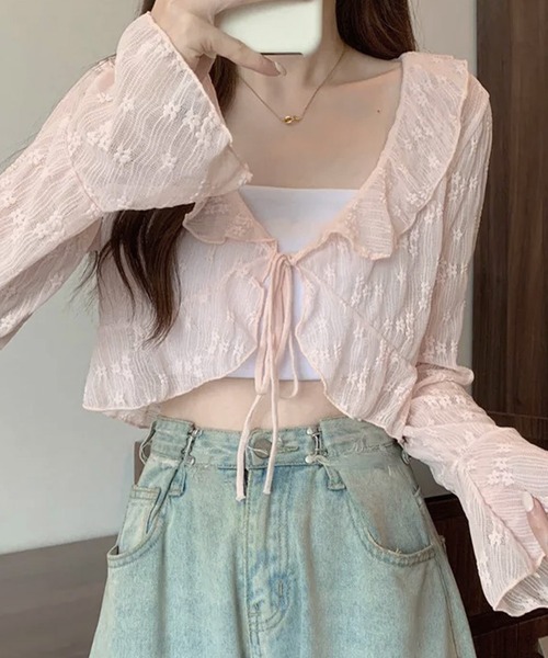 ALTROSE（アルトローズ）の「【2026SS】フラワーレースフリルシアー ボレロ（カーディガン/ボレロ・レディース・ピンク/ブルー/アイボリー・FREE）」の20枚目の写真