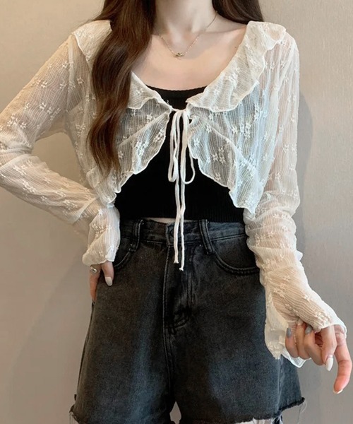 ALTROSE（アルトローズ）の「【2026SS】フラワーレースフリルシアー ボレロ（カーディガン/ボレロ・レディース・ピンク/ブルー/アイボリー・FREE）」の22枚目の写真