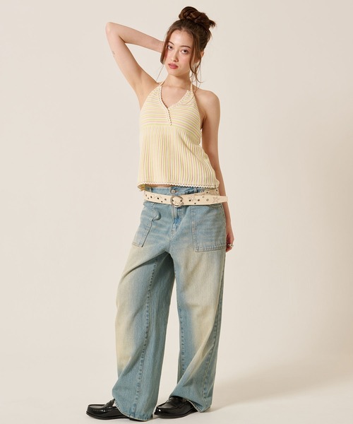 TINA：JOJUN（ティーナジョジュン）の「ホルターネック ニット トップス TINA：JOJUN（その他トップス・レディース・ピンク/アイボリー・M）」の7枚目の写真