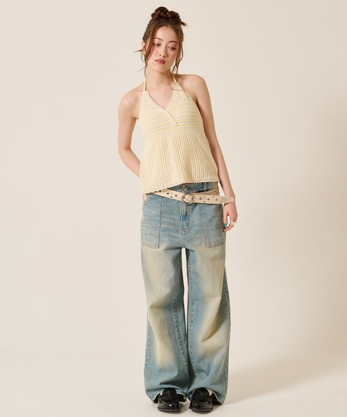 TINA：JOJUN（ティーナジョジュン）の「ホルターネック ニット トップス TINA：JOJUN（その他トップス・レディース・ピンク/アイボリー・M）」の8枚目の写真