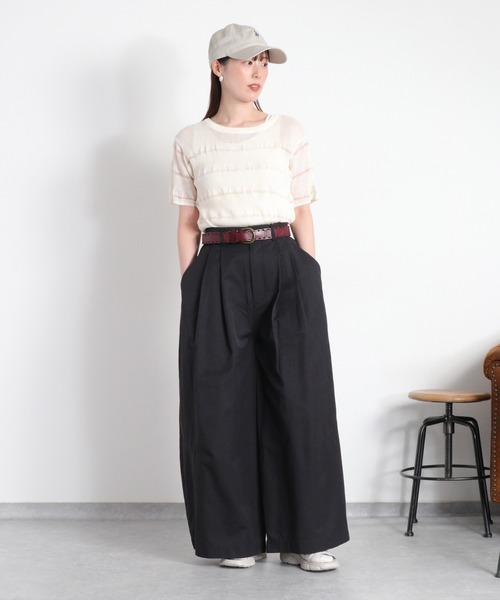 cepo（セポ）の「〈変わり編み〉シアーボーダーショートスリーブTee（Tシャツ/カットソー・レディース・オフホワイト/ブラック/イエロー/レッド・M）」の18枚目の写真