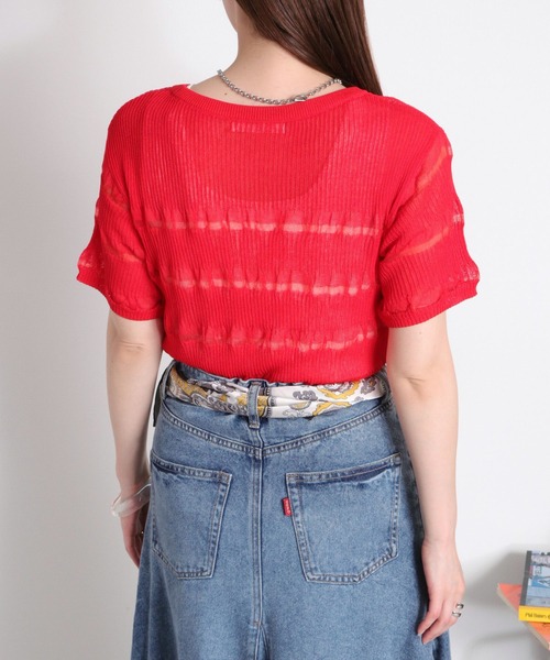 cepo（セポ）の「〈変わり編み〉シアーボーダーショートスリーブTee（Tシャツ/カットソー・レディース・オフホワイト/ブラック/イエロー/レッド・M）」の10枚目の写真