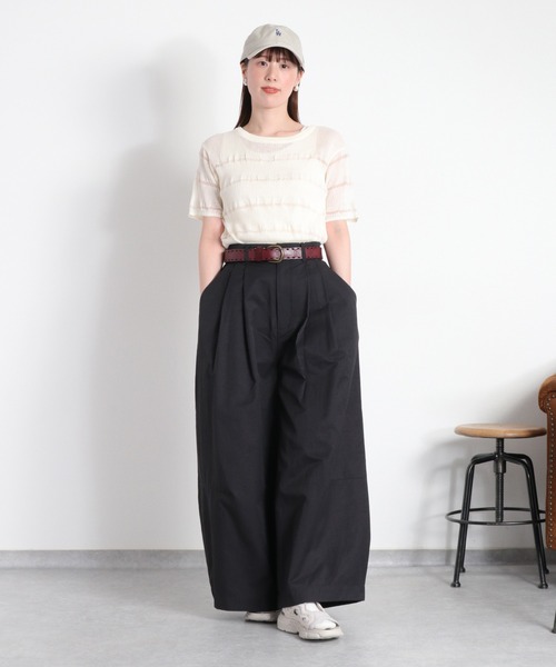 cepo（セポ）の「〈変わり編み〉シアーボーダーショートスリーブTee（Tシャツ/カットソー・レディース・オフホワイト/ブラック/イエロー/レッド・M）」の14枚目の写真