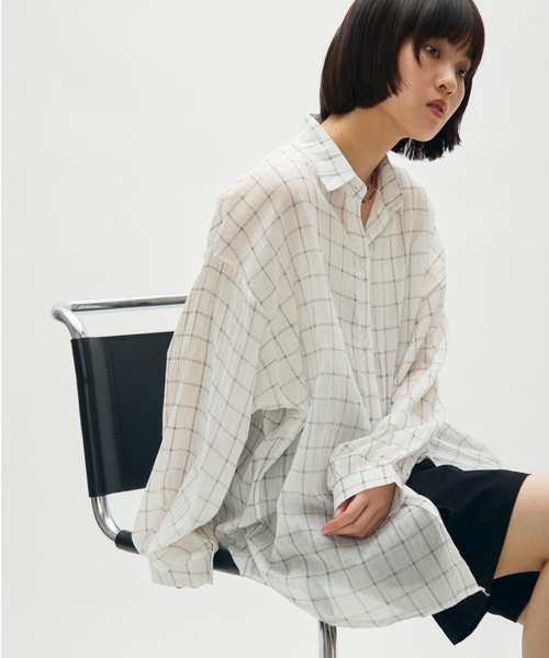full/fill.(フルフィル)の「airy check over shirt / エアリーチェックオーバーシャツ(シャツ/ブラウス・レディース・ブラウン/ホワイト・FREE)」の1枚目の写真