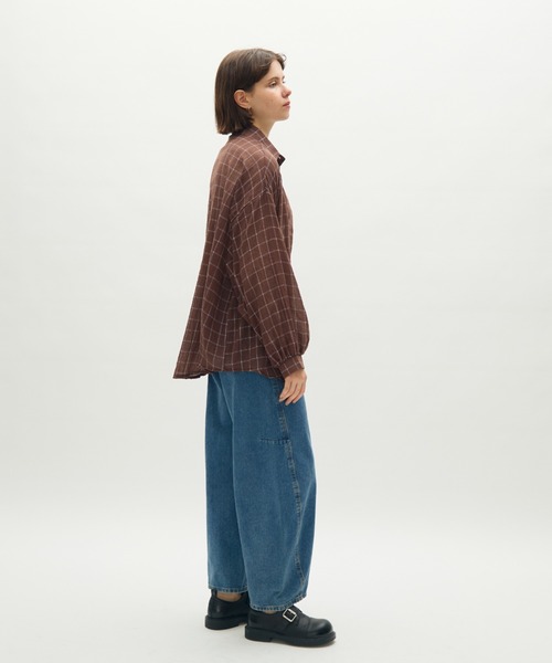 full/fill.(フルフィル)の「airy check over shirt / エアリーチェックオーバーシャツ(シャツ/ブラウス・レディース・ブラウン/ホワイト・FREE)」の3枚目の写真