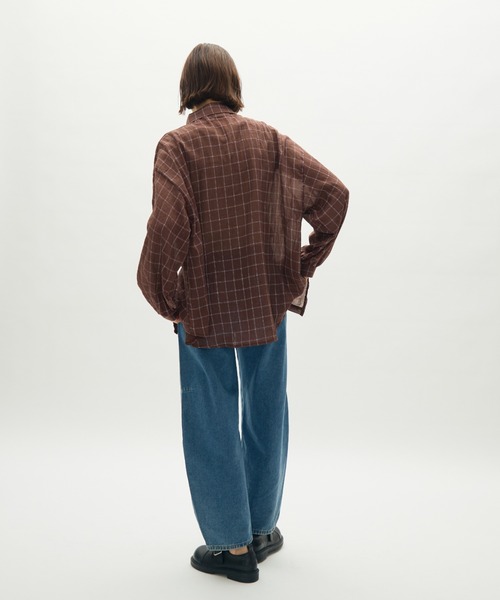 full/fill.(フルフィル)の「airy check over shirt / エアリーチェックオーバーシャツ(シャツ/ブラウス・レディース・ブラウン/ホワイト・FREE)」の4枚目の写真