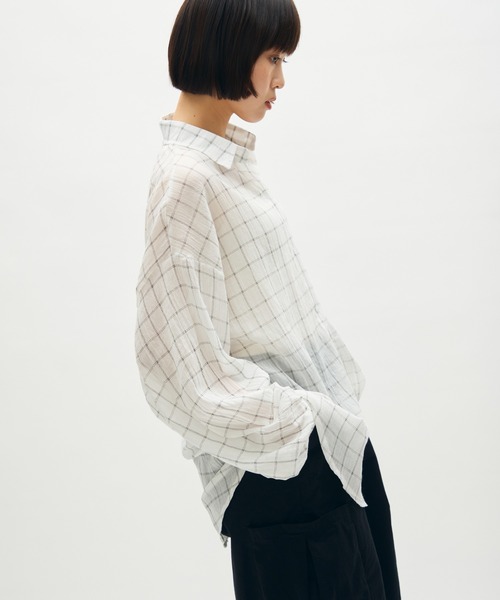 full/fill.(フルフィル)の「airy check over shirt / エアリーチェックオーバーシャツ(シャツ/ブラウス・レディース・ブラウン/ホワイト・FREE)」の12枚目の写真