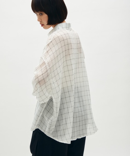 full/fill.(フルフィル)の「airy check over shirt / エアリーチェックオーバーシャツ(シャツ/ブラウス・レディース・ブラウン/ホワイト・FREE)」の7枚目の写真