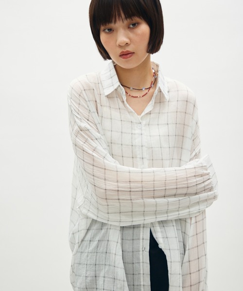 full/fill.(フルフィル)の「airy check over shirt / エアリーチェックオーバーシャツ(シャツ/ブラウス・レディース・ブラウン/ホワイト・FREE)」の10枚目の写真