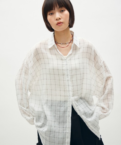 full/fill.(フルフィル)の「airy check over shirt / エアリーチェックオーバーシャツ(シャツ/ブラウス・レディース・ブラウン/ホワイト・FREE)」の11枚目の写真