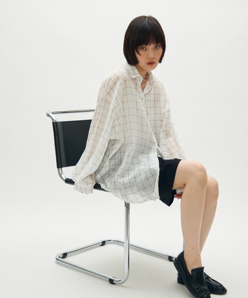 full/fill.(フルフィル)の「airy check over shirt / エアリーチェックオーバーシャツ(シャツ/ブラウス・レディース・ブラウン/ホワイト・FREE)」の13枚目の写真