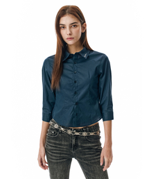 Three-quarter Sleeve Shirt [NAVY]_SEWSH010NAVY