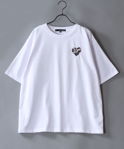 SITRY（シトリー）の「Heart Logo Patch T-Shirt/オーバーサイズ ハートロゴ ワッペン 半袖Tシャツ レディース メンズ（Tシャツ/カットソー・メンズ・ホワイト/ブラウン/ブラック・M/L）」の4枚目の写真