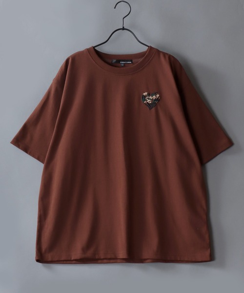 SITRY（シトリー）の「Heart Logo Patch T-Shirt/オーバーサイズ ハートロゴ ワッペン 半袖Tシャツ レディース メンズ（Tシャツ/カットソー・メンズ・ホワイト/ブラウン/ブラック・M/L）」の8枚目の写真