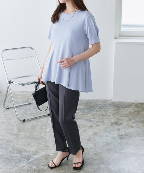Pierrot(ピエロ)の「接触冷感袖タックペプラムTシャツ(Tシャツ/カットソー・レディース・ブラック/ライトブルー/ネイビー/オフホワイト・M/S/LL/L)」の16枚目の写真
