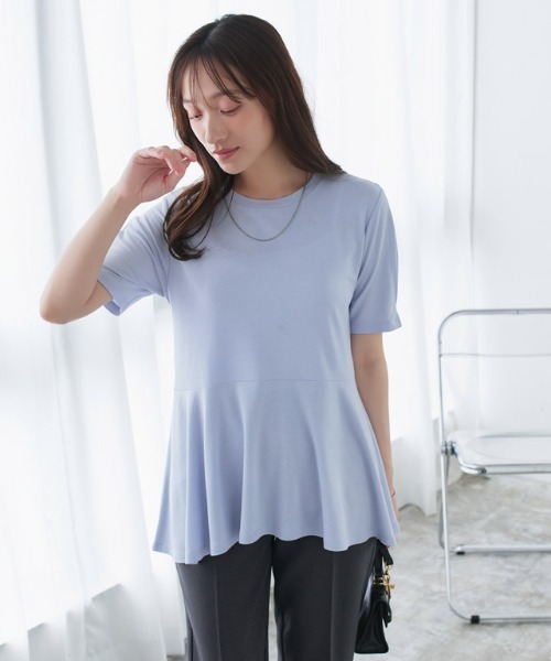 Pierrot(ピエロ)の「接触冷感袖タックペプラムTシャツ(Tシャツ/カットソー・レディース・ブラック/ライトブルー/ネイビー/オフホワイト・M/S/LL/L)」の18枚目の写真