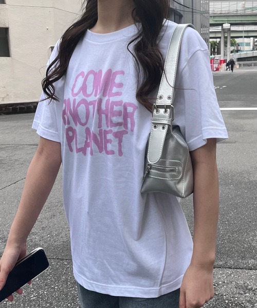 tunee（チュニー）の「ピンクレタリング半袖Tシャツ(hsyd)（Tシャツ/カットソー・レディース・ホワイト・LARGE）」の4枚目の写真