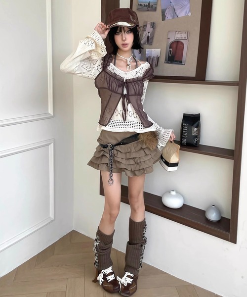 AVYL(アヴィル)の「リボンシアートップス/ノースリーブブラウス(シャツ/ブラウス・レディース・ブラウン・M)」の6枚目の写真