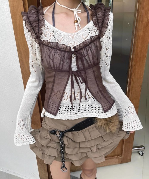 AVYL(アヴィル)の「リボンシアートップス/ノースリーブブラウス(シャツ/ブラウス・レディース・ブラウン・M)」の9枚目の写真