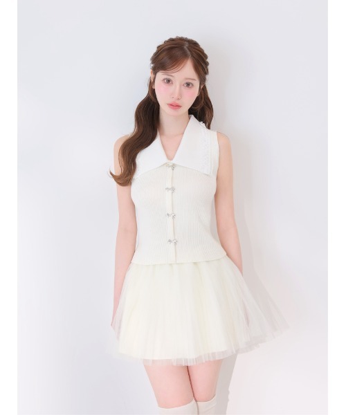 M me eme(エムミーエメ)の「Airy mood tulle mini skirt(eme11095)(スカート・レディース・ブラック/ネイビー/アイボリー・FREE)」の8枚目の写真