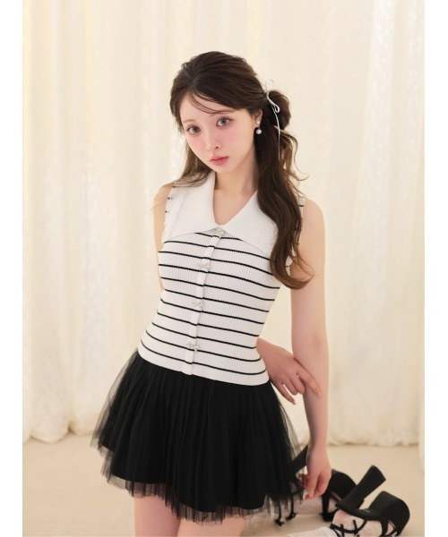 M me eme(エムミーエメ)の「Airy mood tulle mini skirt(eme11095)(スカート・レディース・ブラック/ネイビー/アイボリー・FREE)」の12枚目の写真