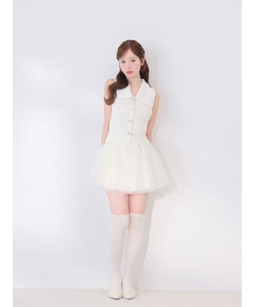 M me eme(エムミーエメ)の「Airy mood tulle mini skirt(eme11095)(スカート・レディース・ブラック/ネイビー/アイボリー・FREE)」の9枚目の写真
