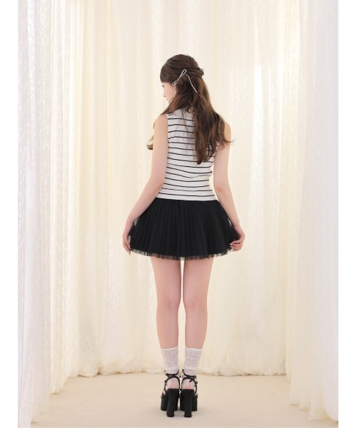 M me eme(エムミーエメ)の「Airy mood tulle mini skirt(eme11095)(スカート・レディース・ブラック/ネイビー/アイボリー・FREE)」の14枚目の写真