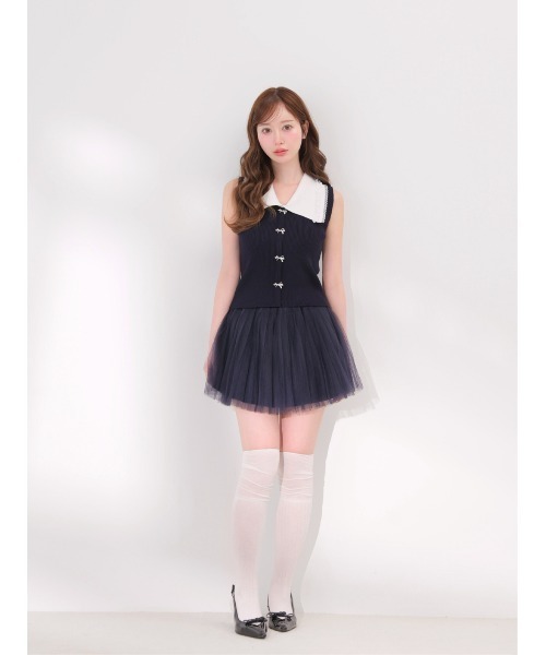 M me eme(エムミーエメ)の「Airy mood tulle mini skirt(eme11095)(スカート・レディース・ブラック/ネイビー/アイボリー・FREE)」の16枚目の写真
