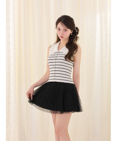 M me eme(エムミーエメ)の「Airy mood tulle mini skirt(eme11095)(スカート・レディース・ブラック/ネイビー/アイボリー・FREE)」の10枚目の写真