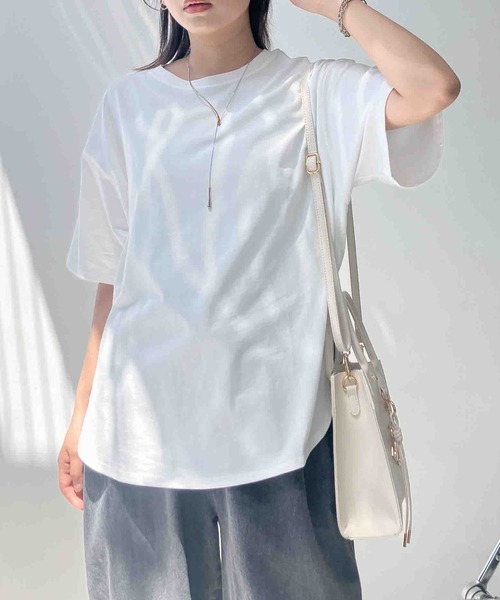 AS KNOW AS plus(アズノゥアズプラス)の「〇接触冷感 ラウンドビッグサイズTシャツ(Tシャツ/カットソー・レディース・ブルーグレー/オフホワイト/チャコールグレー・FREE)」の16枚目の写真