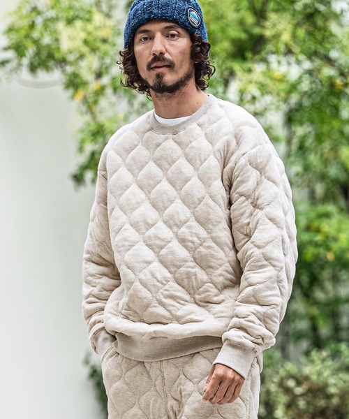 CAMBIO(カンビオ)の「mlt5750-Wave Quilted Crewneck Pullover キルティングプルオーバー(A73426cmb)(Tシャツ/カットソー・メンズ・ベージュ/ブラック・M/S/L)」の3枚目の写真