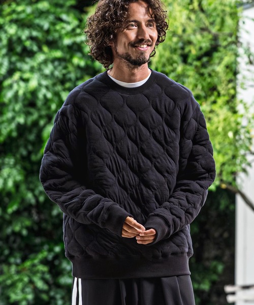 CAMBIO(カンビオ)の「mlt5750-Wave Quilted Crewneck Pullover キルティングプルオーバー(A73426cmb)(Tシャツ/カットソー・メンズ・ベージュ/ブラック・M/S/L)」の9枚目の写真