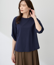 A/C DESIGN BY ALPHA CUBIC | 【ブラウス見えするカットソー】タックスリーブプルオーバー【接触冷感・UVカット・遮熱】(Tシャツ/カットソー)