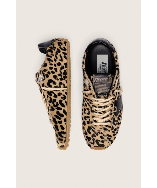 GOLDEN GOOSE(ゴールデングース)の「Marathon Speed レディース レオパード柄ポニースキン(ベージュ&ブラック) レザースター(ブラック)(スニーカー・レディース・レオパード・36/35/39/38/37)」の2枚目の写真