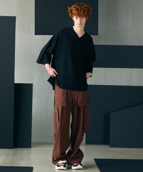 MAISON SPECIAL（メゾンスペシャル）の「《UNISEX》Lyocell Nylon Washer Prime-Wide Inside-out Slacks/リヨセルナイロンワッシャープライムワイドインサイドアウトスラックス【MAISON SPECIAL/メゾンスペシャル】■セットアップ対応■（その他パンツ・メンズ・ブラウン/ブラック/グレイッシュベージュ・2/1/0）」の10枚目の写真