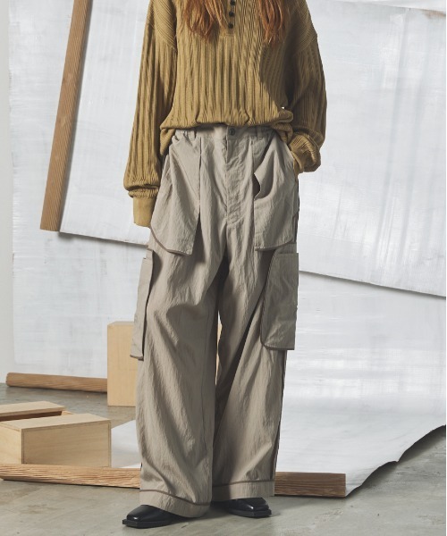 MAISON SPECIAL（メゾンスペシャル）の「《UNISEX》Lyocell Nylon Washer Prime-Wide Inside-out Slacks/リヨセルナイロンワッシャープライムワイドインサイドアウトスラックス【MAISON SPECIAL/メゾンスペシャル】■セットアップ対応■（その他パンツ・メンズ・ブラウン/ブラック/グレイッシュベージュ・2/1/0）」の20枚目の写真