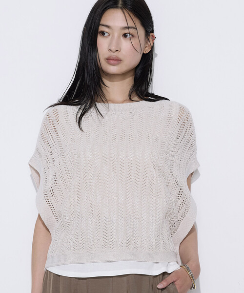 COMME CA(コムサ)の「美濃和紙 ツインニットプルオーバー(ニット/セーター・レディース・キナリ/オレンジ系その他/ネイビー・9号)」の10枚目の写真