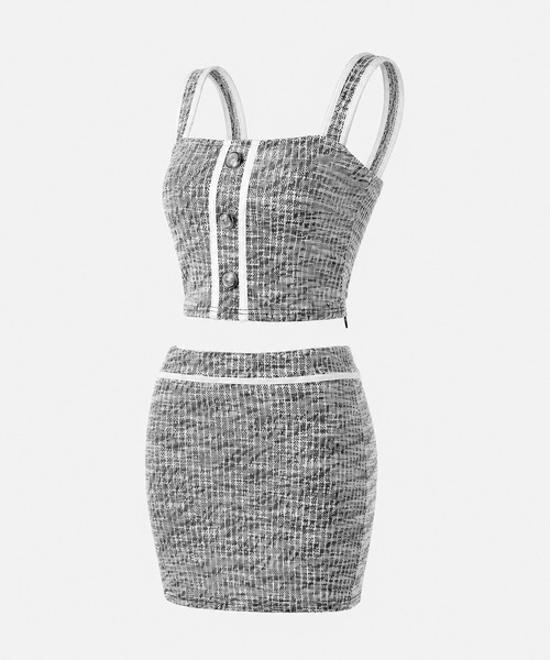 me+em select(ミームセレクト)の「※【 セットアップ】ツイードボタンショートビスチェ + ミニスカート SET / 【 SETUP 】tweed button short buister + mini skirt SET(セットアップ・レディース・ブラック/ピンク・SMALL/MEDIUM)」の17枚目の写真
