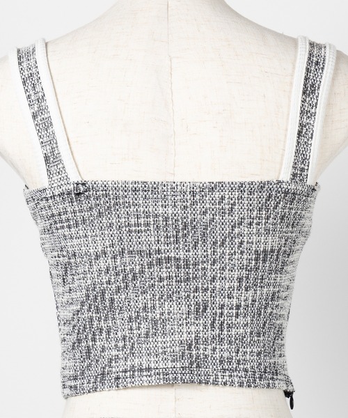 me+em select(ミームセレクト)の「※【 セットアップ】ツイードボタンショートビスチェ + ミニスカート SET / 【 SETUP 】tweed button short buister + mini skirt SET(セットアップ・レディース・ブラック/ピンク・SMALL/MEDIUM)」の10枚目の写真