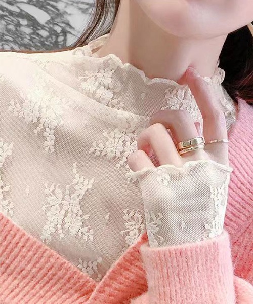 ammy.（エイミードット）の「【 ammy. / エイミードット 】 フラワー刺繍 シアー トップス（Tシャツ/カットソー・レディース・ホワイト/ブラック・FREE）」の5枚目の写真