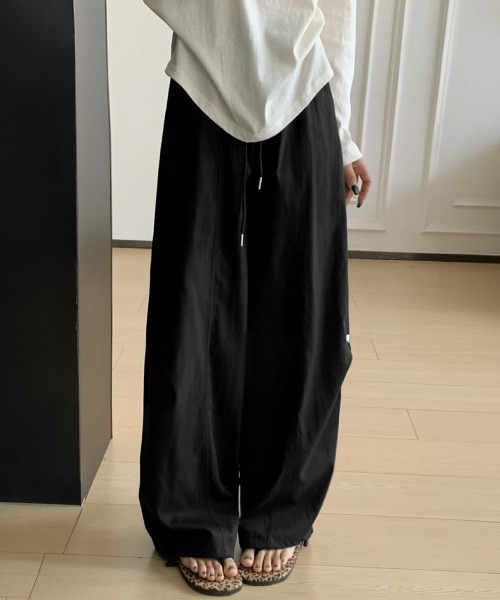 Miniministore（ミニミニストア）の「ハート刺しゅう ワイドパンツ 春夏秋（スラックス・レディース・ネイビー/アイボリー/ブラック/ライトブルー・M/L）」の16枚目の写真