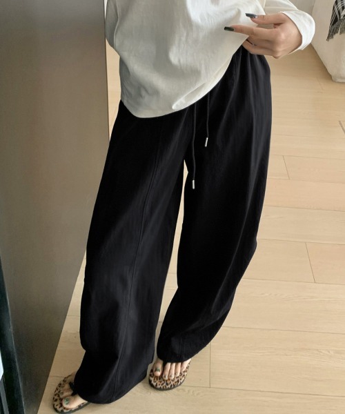 Miniministore（ミニミニストア）の「ハート刺しゅう ワイドパンツ 春夏秋（スラックス・レディース・ネイビー/アイボリー/ブラック/ライトブルー・M/L）」の19枚目の写真