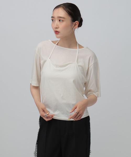 LEPSIM(レプシィム)の「ホルターネック《2点セット》 816764(Tシャツ/カットソー・レディース・ネイビー/ボルドー/オフホワイト・FREE)」の2枚目の写真