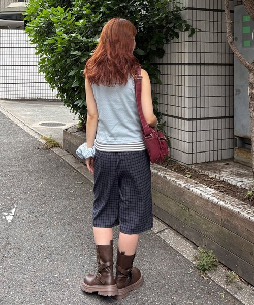 CIAOPANIC(チャオパニック)の「【2点SET】ローズボタンボーダーレイヤードタンク(キャミソール・レディース・グリーン/サックスブルー/レッド・ONE SIZE)」の20枚目の写真