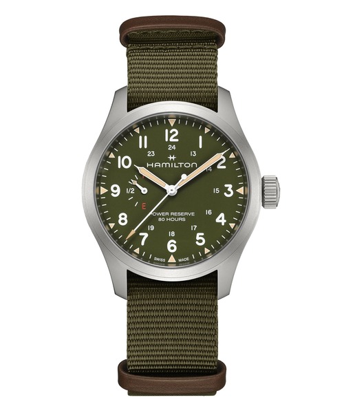 HAMILTON（ハミルトン）の「HAMILTON [ハミルトン] 腕時計 Khaki Field （カーキ フィールド） Power Reserve メカニカル 機械式 40MM グリーン×グリーン（アナログ腕時計・メンズ・グリーン・FREE）」の2枚目の写真